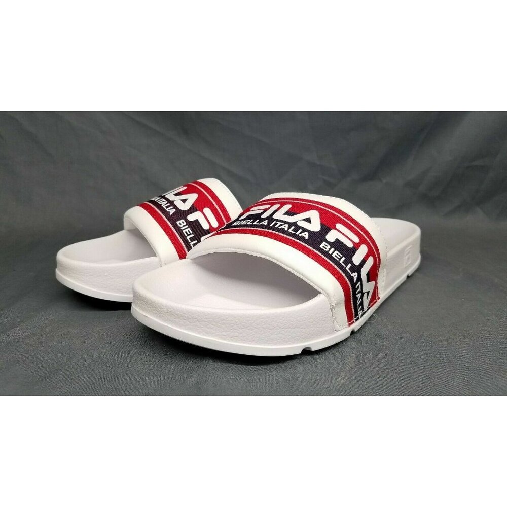 Fila Women's Drifter Logo Tape Slides Synthetic White Red Size 8 NEW WITH TAGS! - Picture 3 of 6